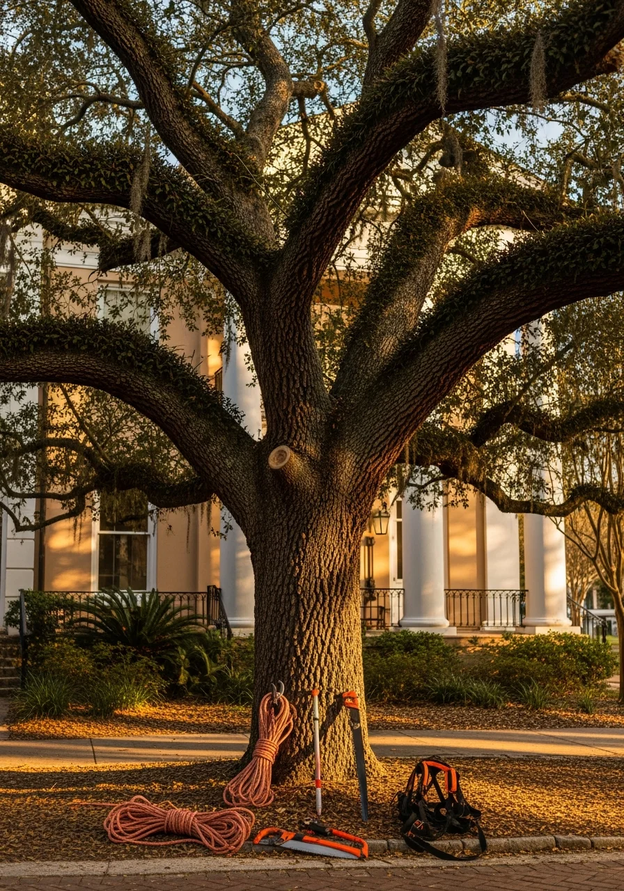 Antebellum home in Savannah with white columns, period details, and mature landscaping.